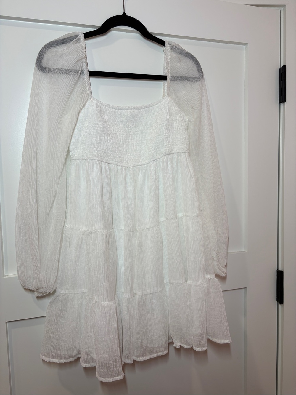 Altar'd State White Tiered Smocked Babydoll Dress